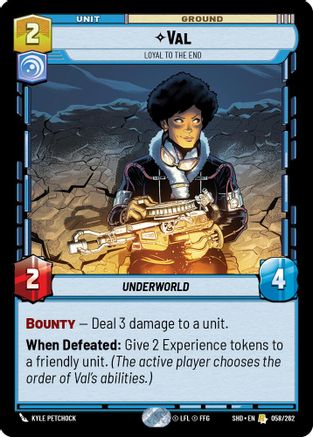 Val - Loyal to the End (058/262)[Shadows of the Galaxy] Star Wars: Unlimited Single Disney