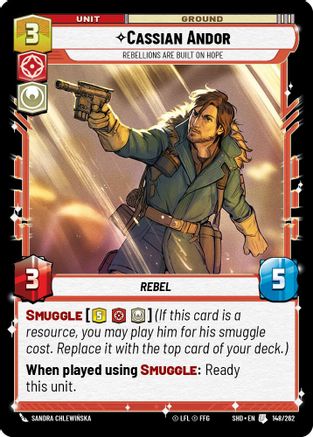 Cassian Andor - Rebellions Are Built On Hope (148/262)[Shadows of the Galaxy] Foil Star Wars: Unlimited Single Disney
