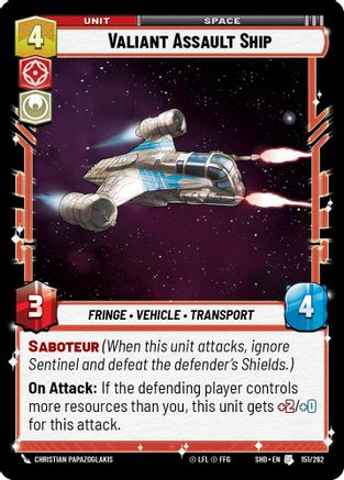 Valiant Assault Ship (151/262)[Shadows of the Galaxy] Foil Star Wars: Unlimited Single Disney
