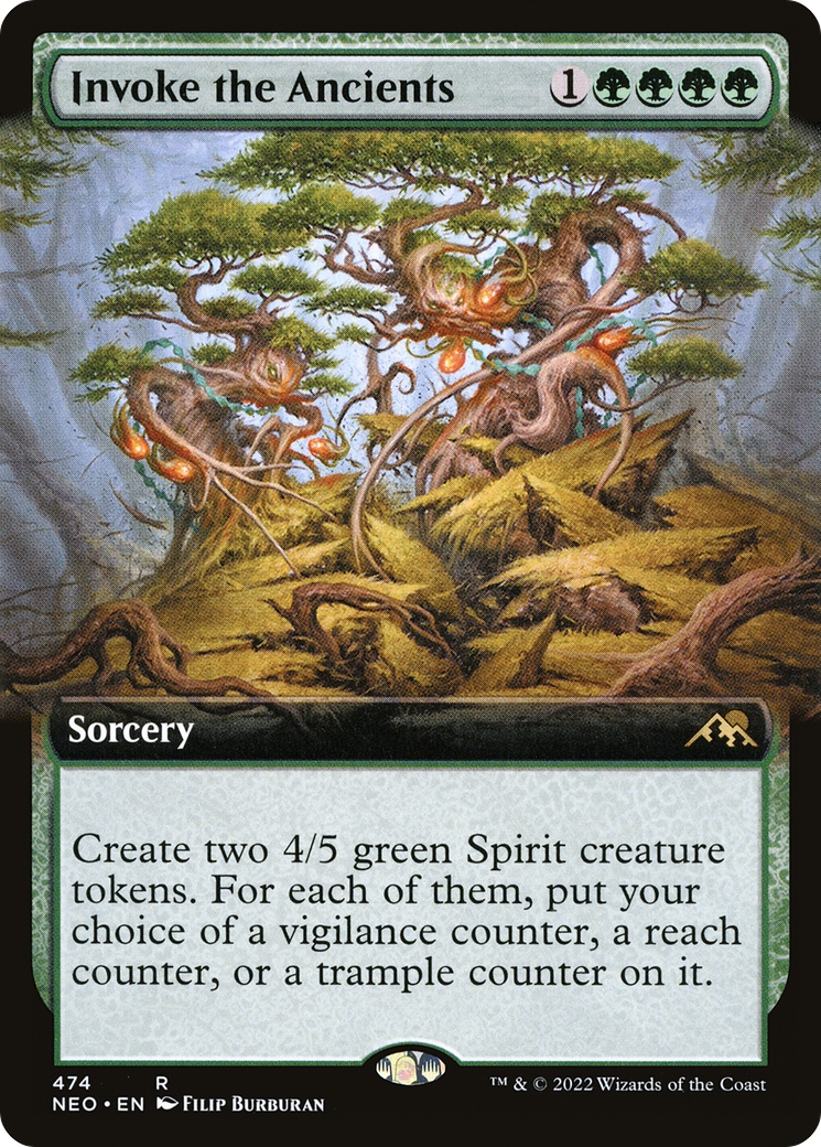 Invoke the Ancients (NEO-474) [Kamigawa: Neon Dynasty] (Extended Art) MTG Single Wizards of the Coast