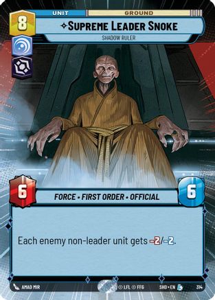 Supreme Leader Snoke - Shadow Ruler (Hyperspace) (314)[Shadows of the Galaxy] Star Wars: Unlimited Single Disney