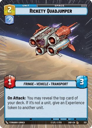 Rickety Quadjumper (Hyperspace) (332)[Shadows of the Galaxy] Foil Star Wars: Unlimited Single Disney