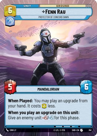 Fenn Rau - Protector of Concord Dawn (Hyperspace) (341)[Shadows of the Galaxy] Star Wars: Unlimited Single Disney