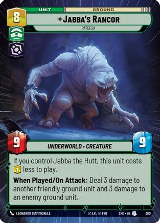 Jabba's Rancor - Pateesa (Hyperspace) (360)[Shadows of the Galaxy] Star Wars: Unlimited Single Disney