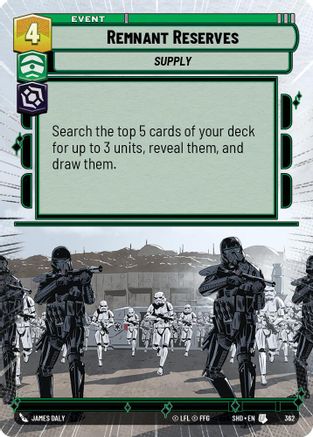 Remnant Reserves (Hyperspace) (362)[Shadows of the Galaxy] Star Wars: Unlimited Single Disney