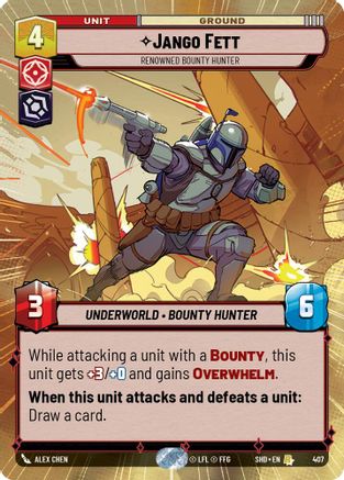Jango Fett - Renowned Bounty Hunter (Hyperspace) (407)[Shadows of the Galaxy] Foil Star Wars: Unlimited Single Disney