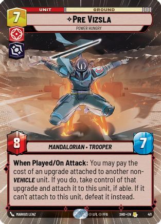 Pre Vizsla - Power Hungry (Hyperspace) (411)[Shadows of the Galaxy] Foil Star Wars: Unlimited Single Disney