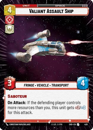 Valiant Assault Ship (Hyperspace) (420)[Shadows of the Galaxy] Star Wars: Unlimited Single Disney