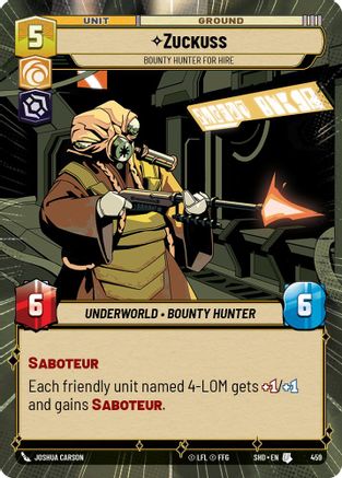 Zuckuss - Bounty Hunter for Hire (Hyperspace) (459)[Shadows of the Galaxy] Star Wars: Unlimited Single Disney