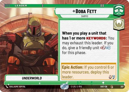 Boba Fett - Daimyo (Hyperspace) (287)[Shadows of the Galaxy] Star Wars: Unlimited Single Disney