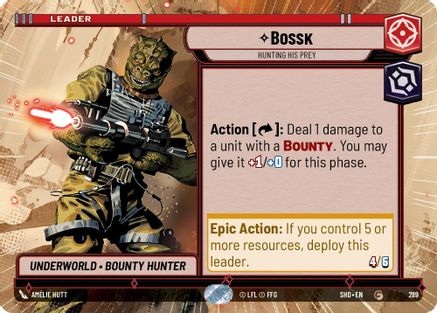 Bossk - Hunting His Prey (Hyperspace) (289)[Shadows of the Galaxy] Star Wars: Unlimited Single Disney
