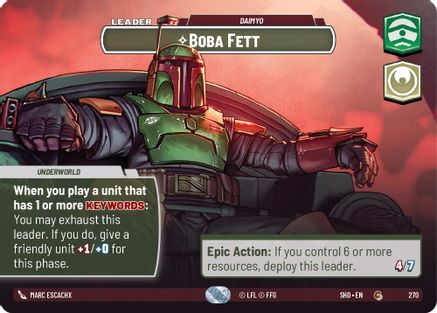 Boba Fett - Daimyo (Showcase) (270)[Shadows of the Galaxy] Foil Star Wars: Unlimited Single Disney