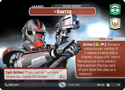 Hunter - Outcast Sergeant (Showcase) (271)[Shadows of the Galaxy] Foil Star Wars: Unlimited Single Disney