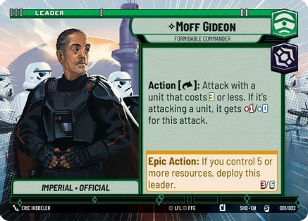 Moff Gideon - Formidable Commander (Hyperspace) (001/002) [Prerelease Promos] Star Wars: Unlimited Single Disney