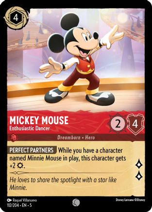 Mickey Mouse - Enthusiastic Dancer (112/204) [Shimmering Skies] Cold Foil Lorcana Single Disney