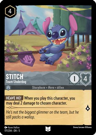 Stitch - Team Underdog (171/204) [Shimmering Skies] Lorcana Single Disney