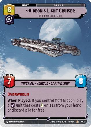 Gideon's Light Cruiser - Dark Troopers' Station (Hyperspace) (05/20) [Shadows of the Galaxy Weekly Play Promos] Star Wars: Unlimited Single Disney