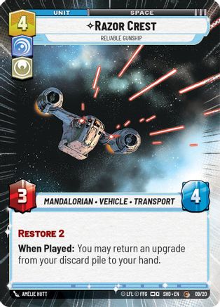 Razor Crest - Reliable Gunship (Hyperspace) (09/20) [Shadows of the Galaxy Weekly Play Promos] Star Wars: Unlimited Single Disney