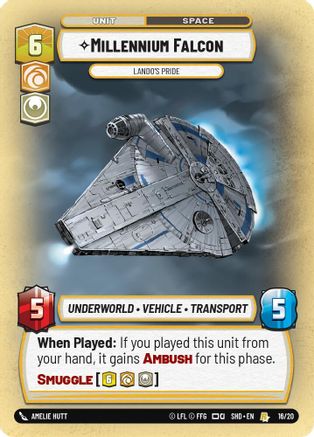 Millennium Falcon - Lando's Pride (16/20) [Shadows of the Galaxy Weekly Play Promos] Star Wars: Unlimited Single Disney