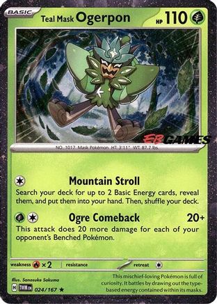 Teal Mask Ogerpon (Cosmos Holo) (EB Games Exclusive) (24) Holofoil [Misc: Cards & Products] Pokemon Single Pokémon