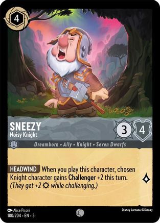 Sneezy - Noisy Knight (180/204) [Shimmering Skies] Cold Foil Lorcana Single Disney