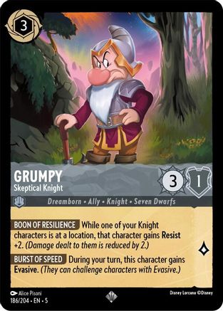 Grumpy - Skeptical Knight (186/204) [Shimmering Skies] Lorcana Single Disney