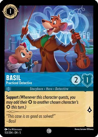 Basil - Practiced Detective (153/204) [Shimmering Skies] Cold Foil Lorcana Single Disney