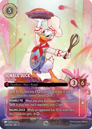Donald Duck - Pie Slinger (Enchanted) (214/204) [Shimmering Skies] Holofoil Lorcana Single Disney