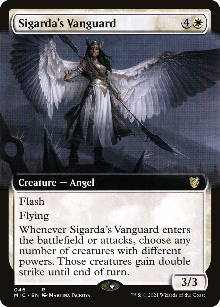 Sigarda's Vanguard (MIC-046) [Midnight Hunt Commander] (Extended Art) MTG Single Wizards of the Coast