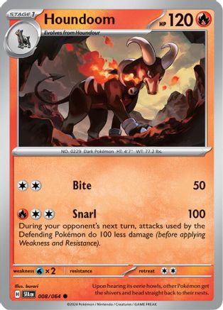 Houndoom - 008/064 Reverse Holofoil [SV: Shrouded Fable] Pokemon Single Pokémon