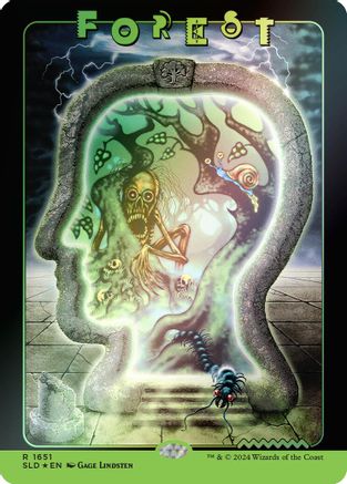 Forest (1651) (Rainbow Foil) (SLD-1651) [Secret Lair] Drop Series Foil MTG Single Wizards of the Coast