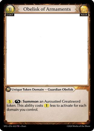 Obelisk of Armaments (032) [Supporter Pack 2] Grand Archive Single Weebs of the Shore