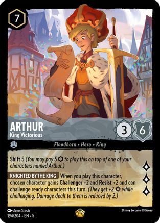 Arthur - King Victorious (194/204) [Shimmering Skies] Cold Foil Lorcana Single Disney
