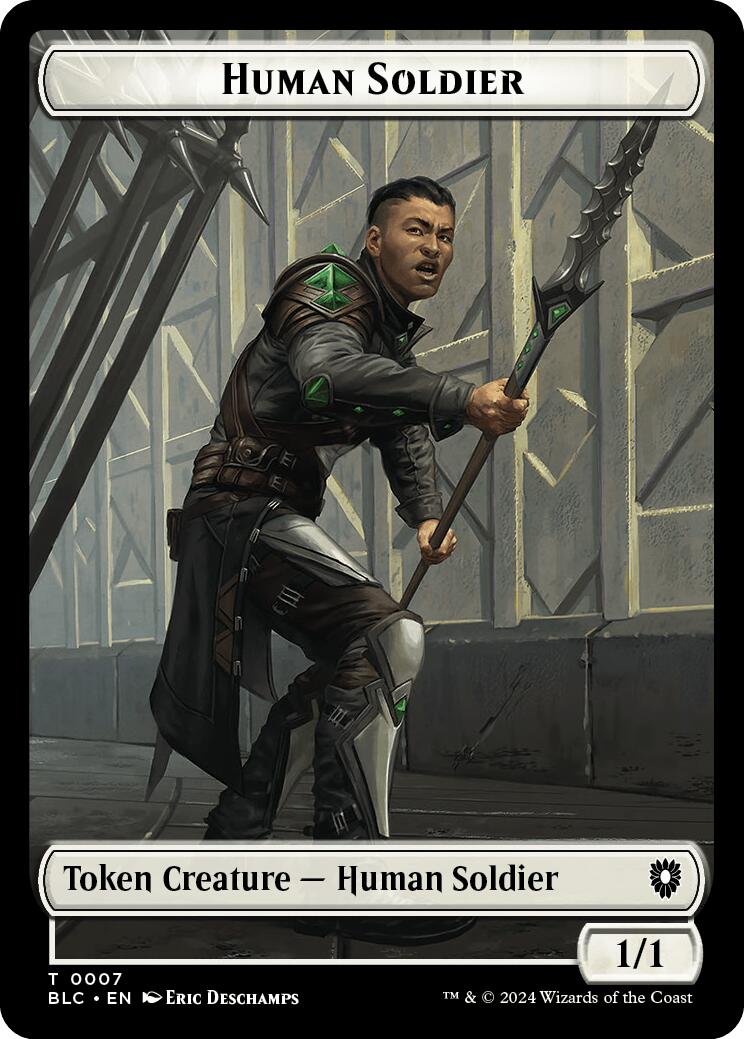 Human Soldier // Wolf (035) Double-Sided Token [Tokens] Bloomburrow Commander Tokens MTG Single Magic: The Gathering