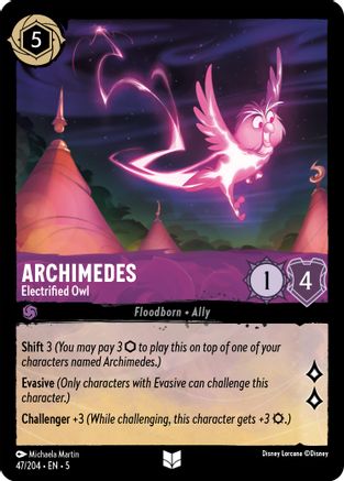 Archimedes - Electrified Owl (47/204) [Shimmering Skies] Cold Foil Lorcana Single Disney