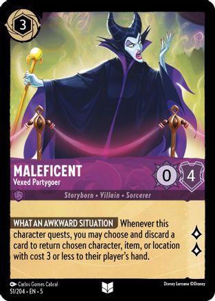 Maleficent - Vexed Partygoer (51/204) [Shimmering Skies] Cold Foil Lorcana Single Disney