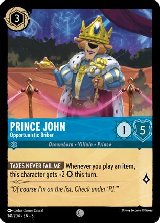 Prince John - Opportunistic Briber (141/204) [Shimmering Skies] Lorcana Single Disney