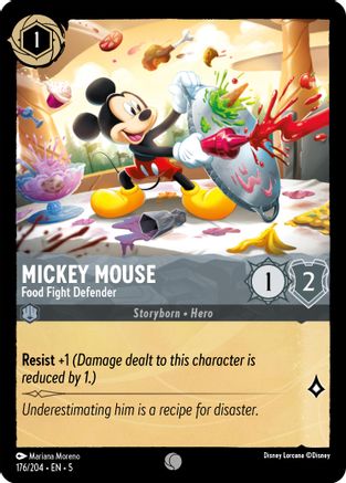 Mickey Mouse - Food Fight Defender (176/204) [Shimmering Skies] Cold Foil Lorcana Single Disney