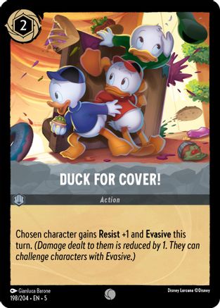 Duck for Cover! (198/204) [Shimmering Skies] Cold Foil Lorcana Single Disney