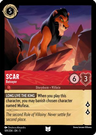 Scar - Betrayer (109/204) [Shimmering Skies] Lorcana Single Disney