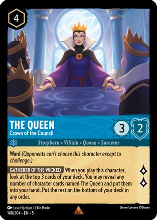 The Queen - Crown of the Council (148/204) [Shimmering Skies] Cold Foil Lorcana Single Disney