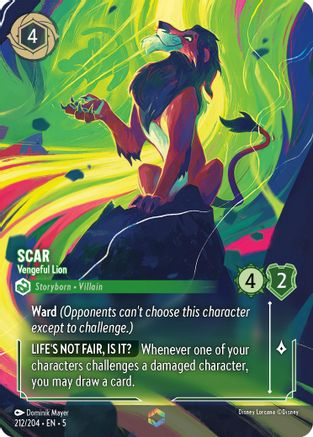 Scar - Vengeful Lion (Enchanted) (212/204) [Shimmering Skies] Holofoil Lorcana Single Disney