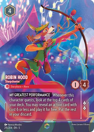 Robin Hood - Sharpshooter (Enchanted) (215/204) [Shimmering Skies] Holofoil Lorcana Single Disney