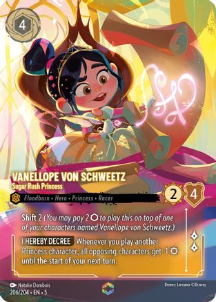 Vanellope von Schweetz - Sugar Rush Princess (Enchanted) (206/204) [Shimmering Skies] Holofoil Lorcana Single Disney