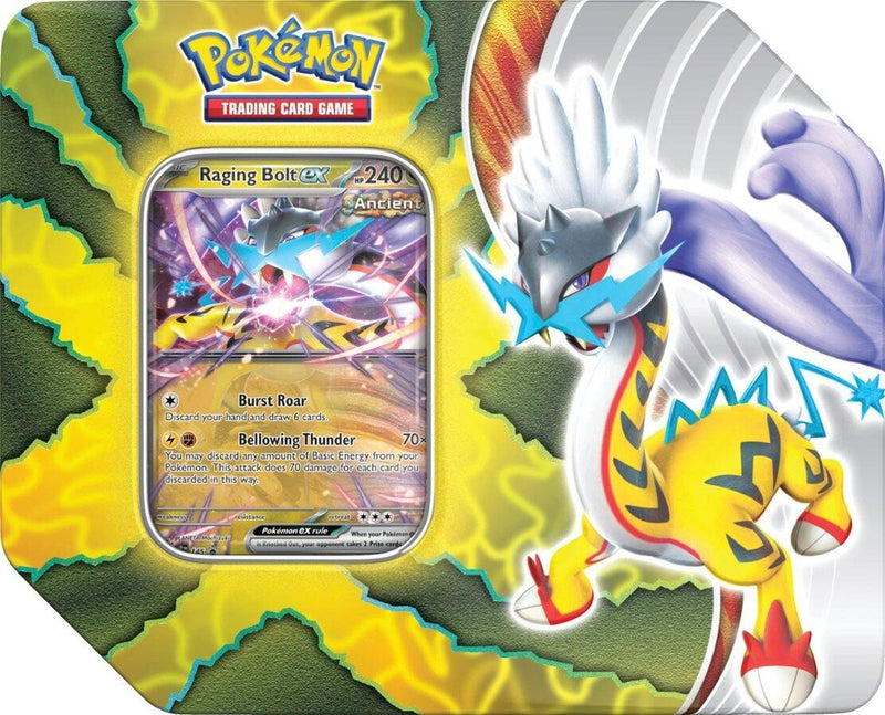 Pokémon Paradox Destinies Tin (Raging Bolt ex) Pokemon Sealed Pokémon   