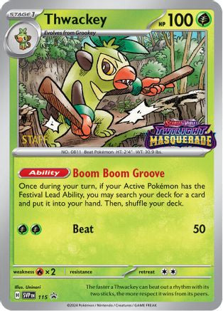 Thwackey - 115 (Prerelease) [Staff] (115) Holofoil [Promos: SV Promo Cards] Pokemon Single Pokémon