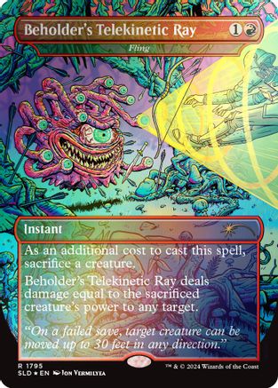 Beholder's Telekinetic Ray - Fling (Rainbow Foil) (SLD-1795) [Secret Lair] Drop Series Foil MTG Single Wizards of the Coast