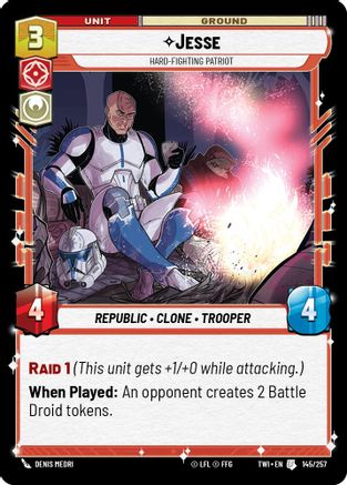 Jesse - Hard-Fighting Patriot (145/257) [Twilight of the Republic] Foil Star Wars: Unlimited Single Disney