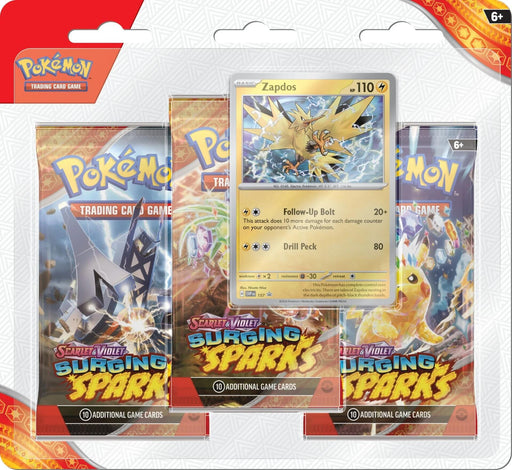 Pokémon Scarlet & Violet: Surging Sparks - 3 Pack Blisters (Zapdos) Pokemon Sealed Pokémon   
