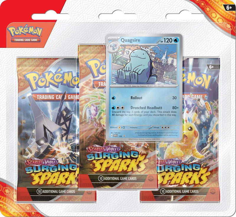 Pokémon Scarlet & Violet: Surging Sparks - 3 Pack Blisters (Quagsire) Pokemon Sealed Pokémon   